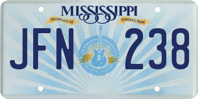 MS license plate JFN238