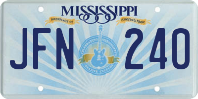 MS license plate JFN240