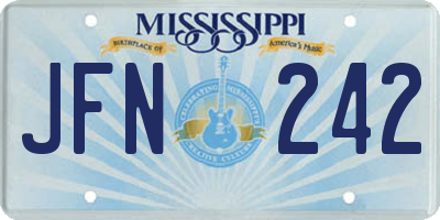MS license plate JFN242