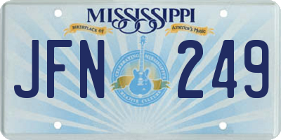 MS license plate JFN249