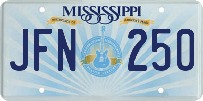 MS license plate JFN250