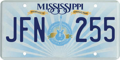 MS license plate JFN255