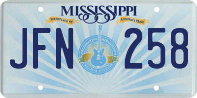 MS license plate JFN258