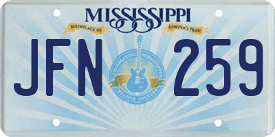 MS license plate JFN259