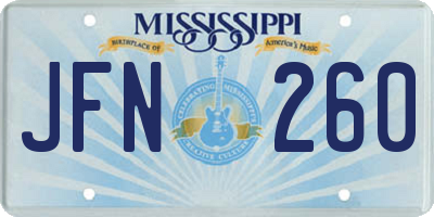 MS license plate JFN260