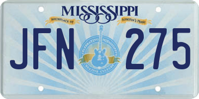 MS license plate JFN275