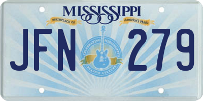 MS license plate JFN279