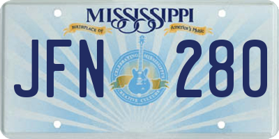 MS license plate JFN280