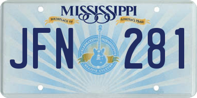 MS license plate JFN281
