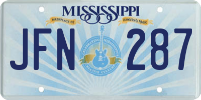 MS license plate JFN287