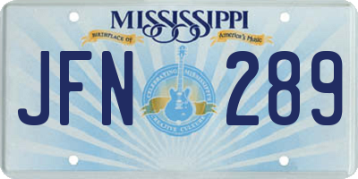 MS license plate JFN289
