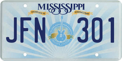 MS license plate JFN301