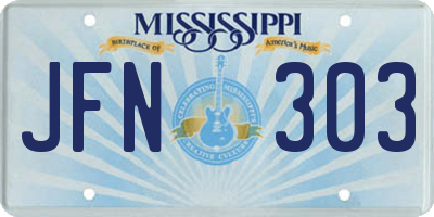 MS license plate JFN303