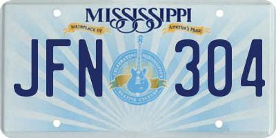 MS license plate JFN304