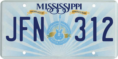MS license plate JFN312
