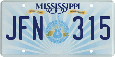 MS license plate JFN315