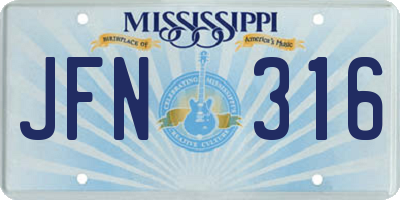 MS license plate JFN316