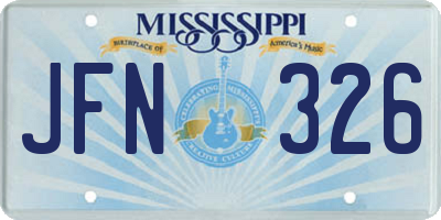 MS license plate JFN326