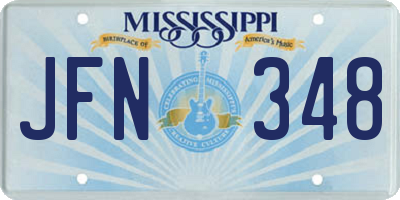 MS license plate JFN348