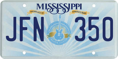 MS license plate JFN350