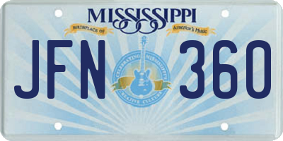 MS license plate JFN360