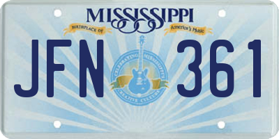 MS license plate JFN361
