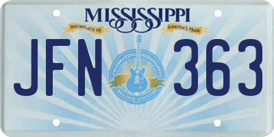 MS license plate JFN363