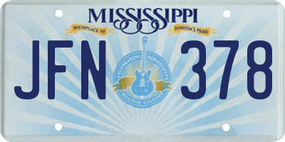 MS license plate JFN378