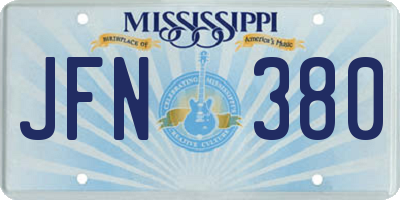 MS license plate JFN380