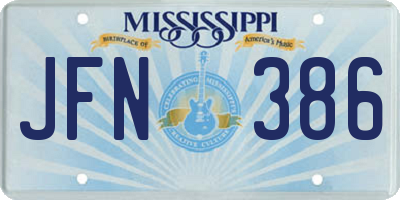 MS license plate JFN386