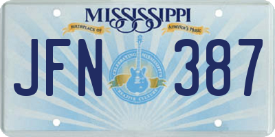 MS license plate JFN387