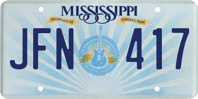 MS license plate JFN417