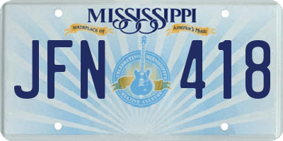 MS license plate JFN418