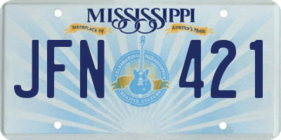 MS license plate JFN421