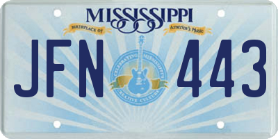 MS license plate JFN443