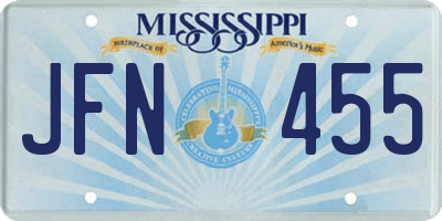 MS license plate JFN455