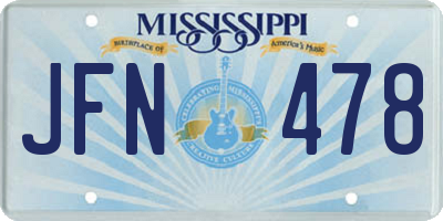 MS license plate JFN478