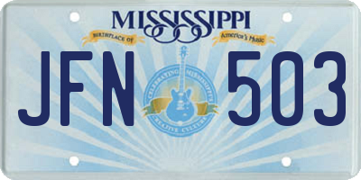 MS license plate JFN503