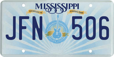 MS license plate JFN506