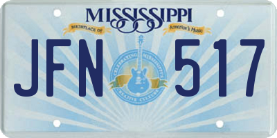 MS license plate JFN517