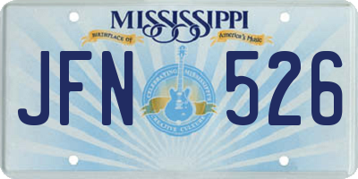 MS license plate JFN526