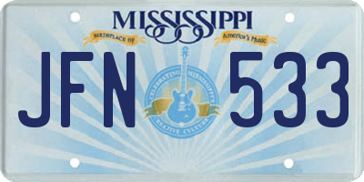 MS license plate JFN533