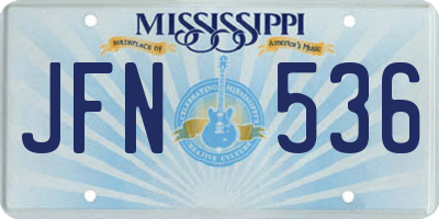 MS license plate JFN536