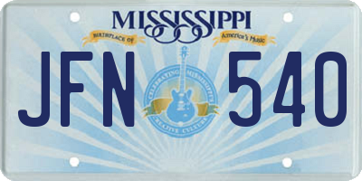 MS license plate JFN540
