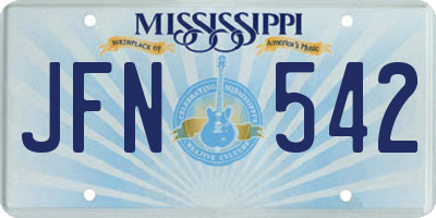 MS license plate JFN542