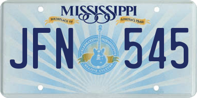 MS license plate JFN545
