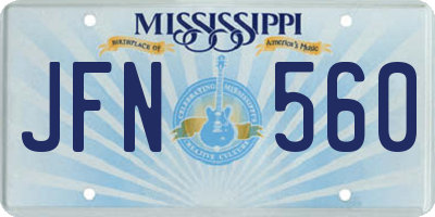 MS license plate JFN560