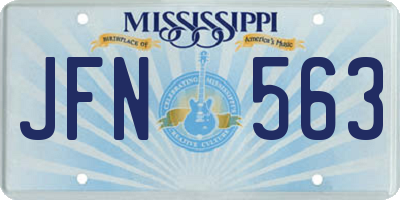 MS license plate JFN563