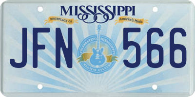 MS license plate JFN566
