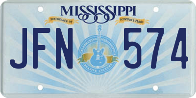 MS license plate JFN574